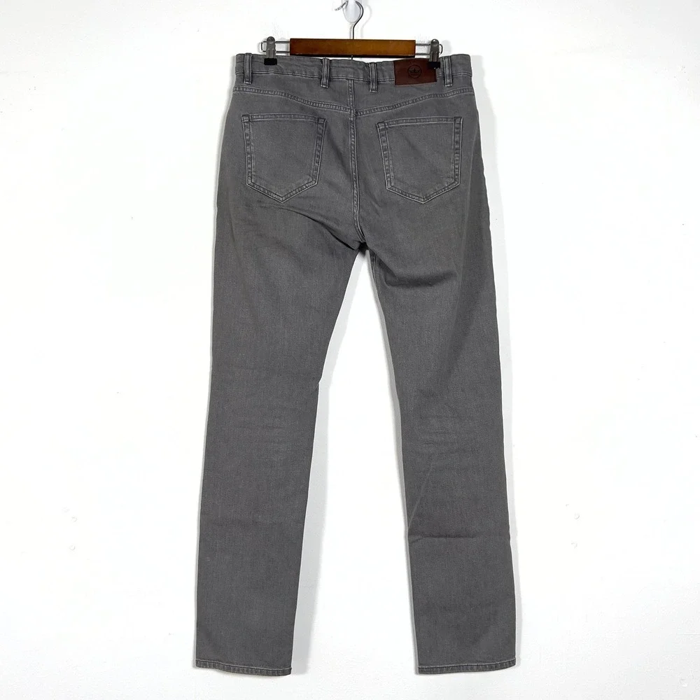 Peter Millar Straight Leg Jeans‎ Mens Sz 34x33 Gray Denim Pants 5 Pocket Stretch